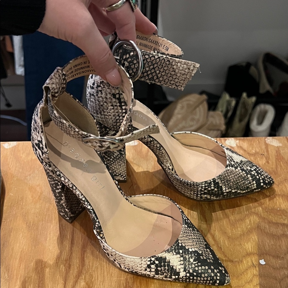 Snakeskin Patterned Women's Heels madden girl pointed toe